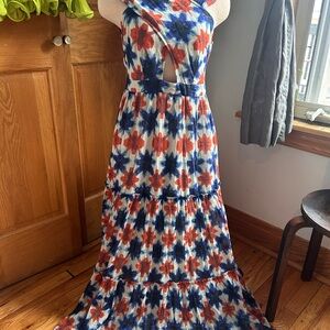 Banjanan Red and White Pleated Halter Sundress